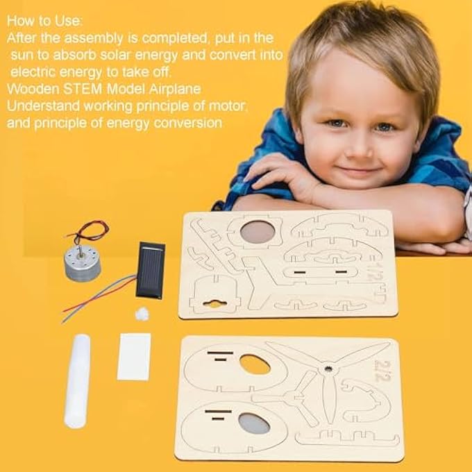 WOODEN STEM MODEL AIRPLANE & HELICOPTER, 3D PUZZLE CRAFT KIT FOR ADULTS AND KIDS, DIY WOODEN SOLAR HELICOPTER KIT, EDUCATIONAL STEM MODEL KITS, WOODE N CONSTRUCTION KITS FOR ADULTS TO BUILD - Image 4